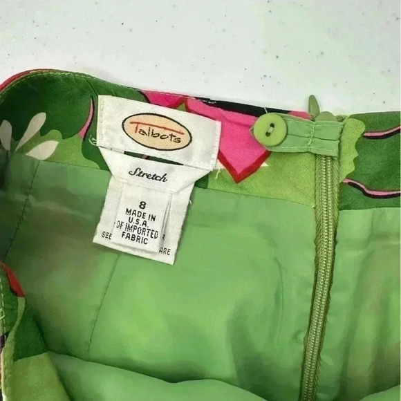 Talbots Stretch Silk/Cotton Blend Skirt Floral Colorful Print Knee Length Size 8 - Picture 4 of 11